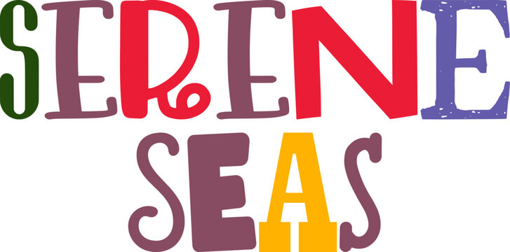 Serene Seas Hand Lettering Illustration for Label, Flyer, Gift Card, Postcard 