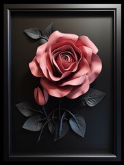 3d frame rose design with black canvas