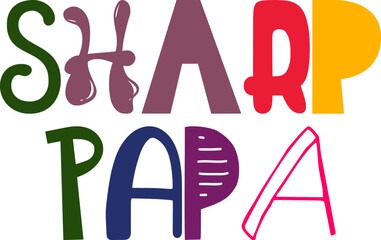 Sharp Papa Calligraphy Illustration for Bookmark , Brochure, T-Shirt Design, Mug Design