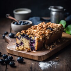 Apple and blueberry bread and butter crumble - generative AI