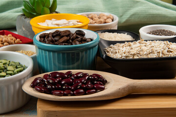 variety of legume seeds in bowls