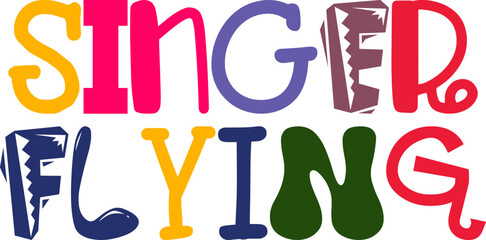 Singer Flying Typography Illustration for Mug Design, Flyer, Decal, Brochure