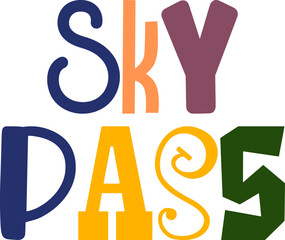 Sky Pass Hand Lettering Illustration for Bookmark , Icon, Packaging, Presentation 