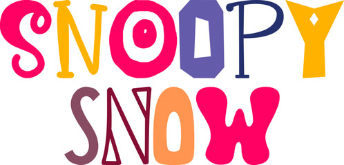 Snoopy Snow Typography Illustration for Presentation , Banner, Magazine, Motion Graphics