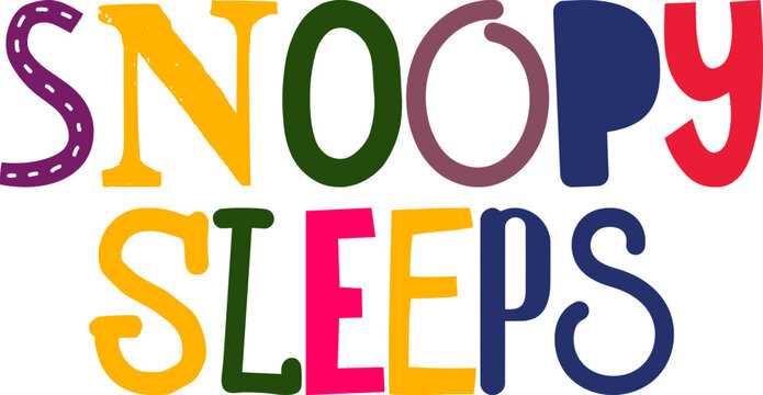 Snoopy Sleeps Typography Illustration for Icon, Infographic, Brochure, Logo