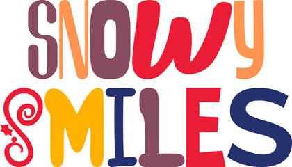 Snowy Smiles Typography Illustration for Packaging, T-Shirt Design, Flyer, Icon