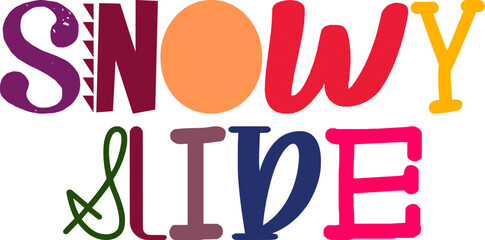 Snowy Slide Typography Illustration for Book Cover, Social Media Post, Banner, Flyer