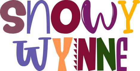 Snowy Wynne Hand Lettering Illustration for Gift Card, Logo, Sticker , Presentation 