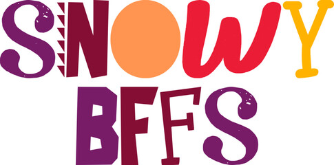 Snowy Bffs Typography Illustration for Icon, Newsletter, Motion Graphics, Infographic