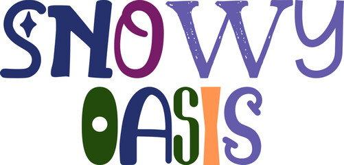 Snowy Oasis Hand Lettering Illustration for Packaging, Label, Brochure, Postcard 