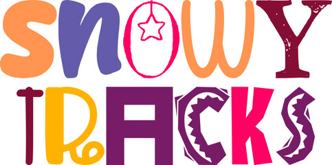 Snowy Tracks Typography Illustration for Presentation , Magazine, Packaging, Logo