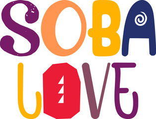 Soba Love Typography Illustration for Logo, Banner, Stationery, Gift Card