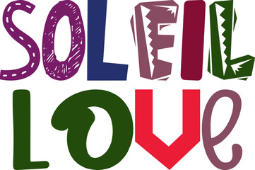 Obraz premium Soleil Love Calligraphy Illustration for Social Media Post, Flyer, Postcard , Sticker 