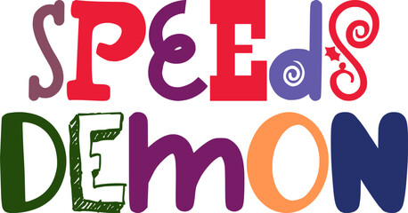 Speeds Demon Calligraphy Illustration for Icon, T-Shirt Design, Decal, Book Cover