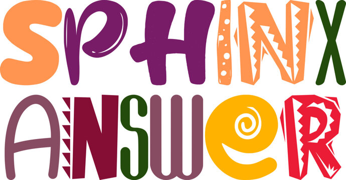 Sphinx Answer Calligraphy Illustration for Motion Graphics, Social Media Post, Newsletter, Mug Design