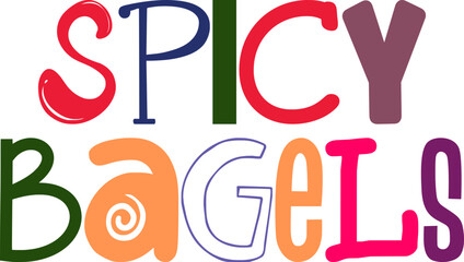 Spicy Bagels Hand Lettering Illustration for Bookmark , Stationery, Packaging, Sticker 