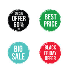 Special offer, best price, black Friday , big sale round brushstroke tag design vector
