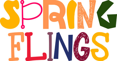 Spring Flings Typography Illustration for Infographic, Flyer, T-Shirt Design, Bookmark 