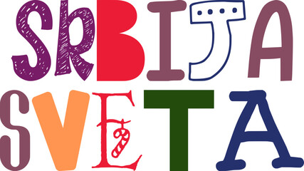 Srbija Sveta Calligraphy Illustration for Gift Card, Packaging, Logo, Bookmark 