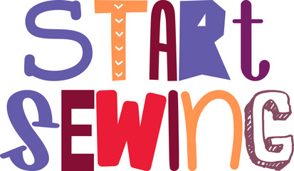 Start Sewing Typography Illustration for Packaging, Icon, Infographic, Magazine