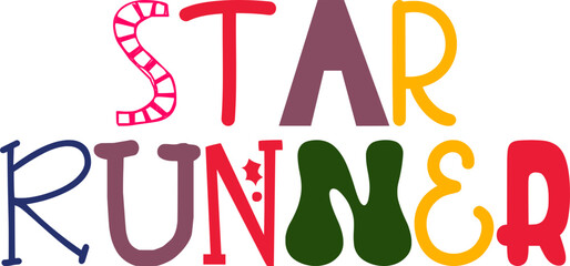 Star Runner Hand Lettering Illustration for Presentation , Sticker , Stationery, Packaging