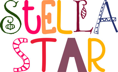 Stella Star Hand Lettering Illustration for Postcard , Bookmark , T-Shirt Design, Infographic