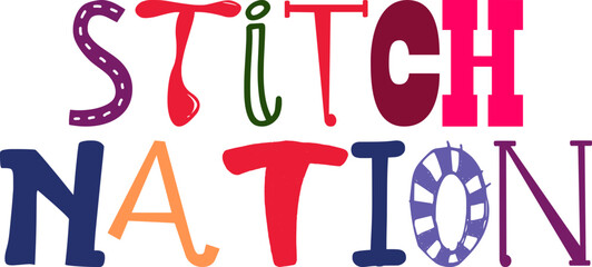 Stitch Nation Calligraphy Illustration for Gift Card, Social Media Post, Label, Stationery