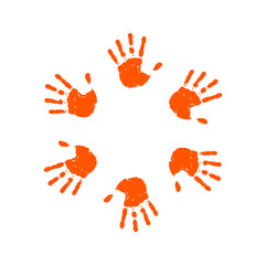 orange hand print circular design