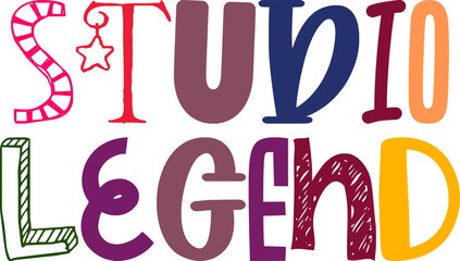 Studio Legend Hand Lettering Illustration for Bookmark , Sticker , Logo, Postcard 