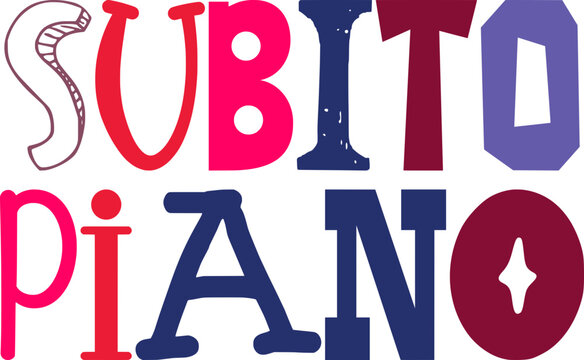 Subito Piano Calligraphy Illustration for Book Cover, Newsletter, Packaging, Brochure