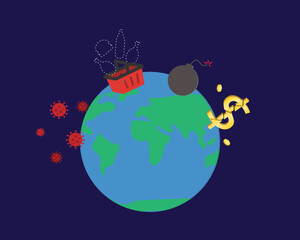 Naklejka premium global polycrisis occurs when crises in multiple global systems become causally entangled in ways that significantly degrade humanity's prospects