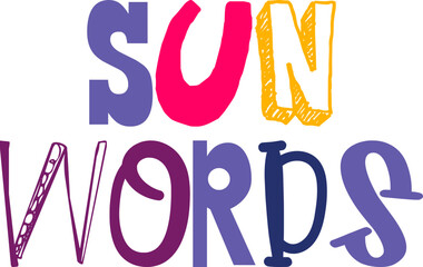 Sun Words Calligraphy Illustration for Presentation , Sticker , Book Cover, Brochure
