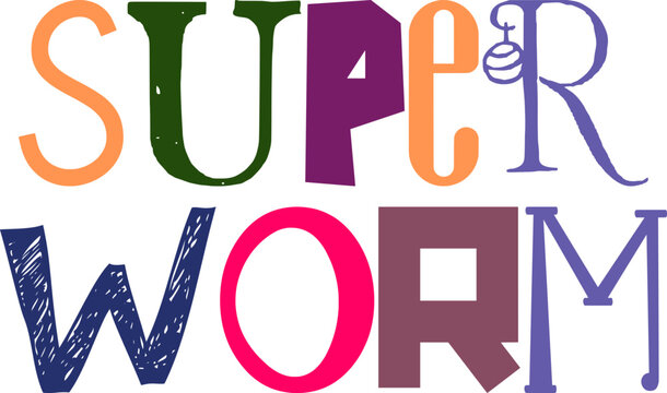 Super Worm Calligraphy Illustration for Newsletter, Bookmark , Stationery, Infographic