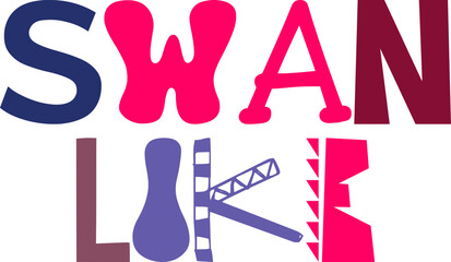 Swan Like Typography Illustration for Book Cover, Icon, T-Shirt Design, Logo