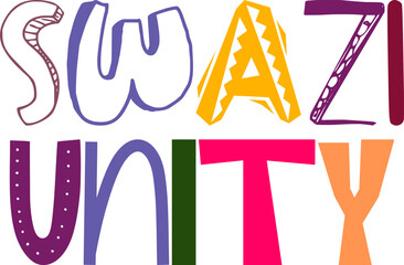 Swazi Unity Hand Lettering Illustration for Mug Design, Label, Sticker , Flyer