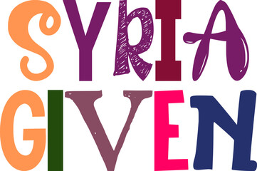Syria Given Calligraphy Illustration for Book Cover, T-Shirt Design, Postcard , Poster