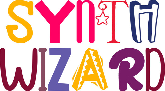 Synth Wizard Typography Illustration for Icon, Social Media Post, Poster, Stationery