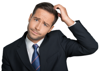 Young businessman scratching his head, hard decision