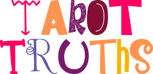 Tarot Truths Hand Lettering Illustration for Brochure, Logo, Mug Design, Label