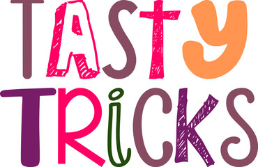 Tasty Tricks Typography Illustration for Banner, Gift Card, Motion Graphics, Logo