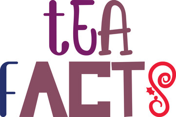 Tea Facts Typography Illustration for Brochure, Flyer, Magazine, Sticker  - obrazy, fototapety, plakaty