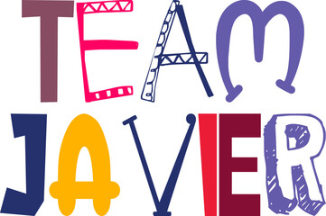 Team Javier Typography Illustration for Newsletter, Banner, Poster, Postcard 