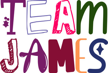 Team James Calligraphy Illustration for T-Shirt Design, Packaging, Presentation , Book Cover