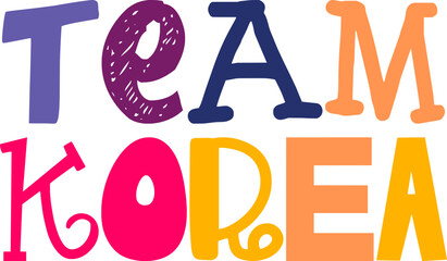 Team Korea Typography Illustration for Sticker , Stationery, Label, Infographic