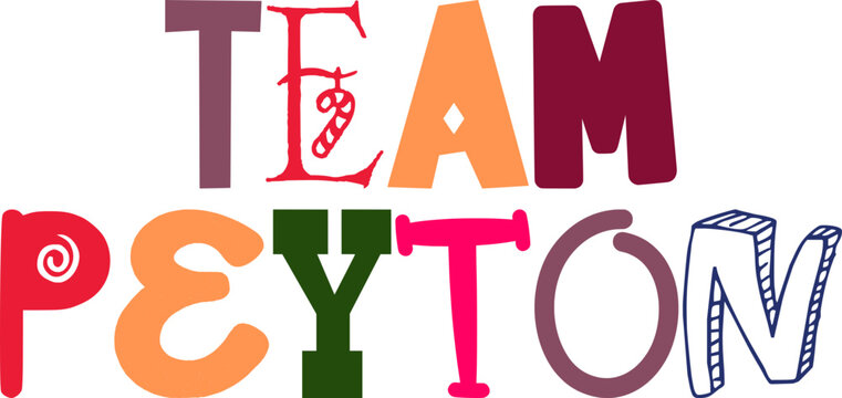 Team Peyton Typography Illustration for Presentation , Sticker , Stationery, Brochure