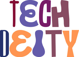 Tech Deity Hand Lettering Illustration for Presentation , Sticker , Newsletter, Label