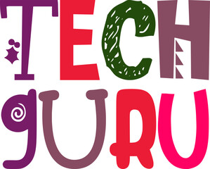 Tech Guru Hand Lettering Illustration for Packaging, Social Media Post, Gift Card, Book Cover