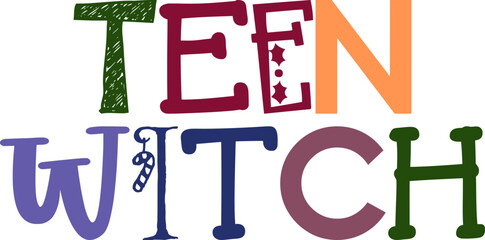 Teen Witch Hand Lettering Illustration for Label, Poster, Postcard , Sticker 