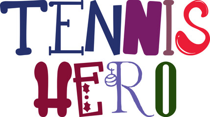Tennis Hero Typography Illustration for Bookmark , Brochure, Label, Icon