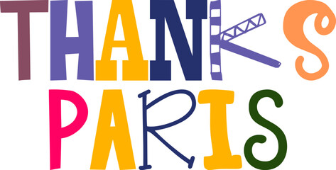 Thanks Paris Calligraphy Illustration for Newsletter, Packaging, Logo, Sticker 